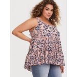Torrid  Plus Size 3X Top Pink Floral Lace-Up Chiffon Tank Swing Oversized‎ 993 Photo 3