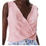 ZARA  Pink Tweed Top Tank Crop Cropped Fringe S Photo 1