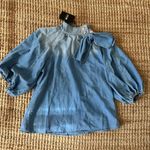 STYLEWE Light Blue Bow Design Denim Pullover Top NWT size S Photo 3