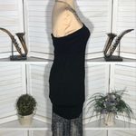 Forever 21 NWT Midnight Doll Dress Strapless Bodycon Fringe Hem Silver/Black S Photo 5