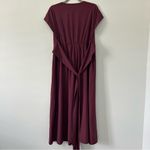 Halara Breezeful V Neck Short Sleeve Pocket Tie Back Midi Dress Amaranth L Photo 2