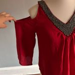 Socialite NWT Red V-Neck Women's Top with Embellished Trim | Size: S Photo 1