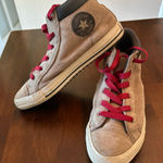 Converse EUC All Star Leather High-Top Sneakers - Beige with Red Laces Size 5 Photo 0