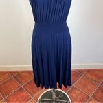 Anthropologie Girls of Savoy Blue Ruched Midi Dress Photo 4