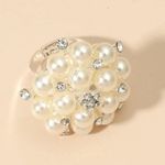 Elegant Gold Pearl Cluster Ring. Adjustable Photo 4