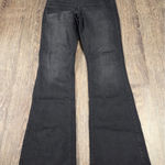 American Eagle Elastic Waist Pull on Jeans Black Flare Size 26 Small Photo 0