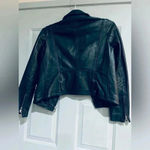 ZARA Womens sz Xs Vegan leather Cropped Moto Jacket black New Photo 5