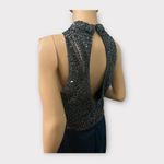 Milano Formals Size 16 Long Blue Chiffon Beaded Prom Dress Formal Gown Photo 4