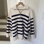 Free People  Coastal Stripe Pullover in Champagne Navy Blue Combo Photo 3
