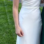 Misha Collection x Revolve Evianna Satin Bow Halter Open Back Gown Ivory Photo 4