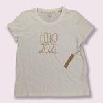Rae Dunn  Women's Sz MED WHITE  Hello 2021 White Print Shortsleeve T-shirt Photo 0