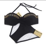 New. Black and Gold swimsuit sexy push Photo 3