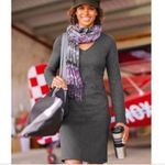 Athleta  Celebration Gray Long Sleeve Dress V-Neck W-942 Sz Small Tall Photo 1