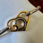 GOD silver and gold tone heart bangle bracelet Photo 7