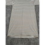 Anthropologie  WHIT Brown Ivory Funnel Neck Dress L Midi Striped Cotton Lagenlook Photo 14