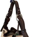 Dooney & Bourke Vintage  Leather Drawstring Bucket Bag in Bone color Brown Trim a Photo 3