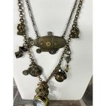 Vintage 30" brass double chain necklace, featuring a unique Zeppelin & Watch Gold Photo 2