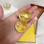 Fendi Authentic  Rare Vintage 80’s 18kt G.P FF Fendista XL Round Clip on Earrings Photo 6