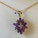 NWT Amethyst and Diamond Pendant Necklace in 18k Gold Photo 3