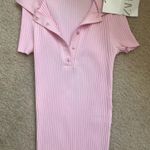 zara pink ribbed polo top Photo 0