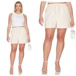 Good American NEW Better Than Leather Shorts Elastic Waist Bone Size 6 3XL Photo 1