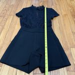 Maje  Ilo Ruffled-Trim Lace-Panelled Crepe Playsuit Size 36 EU Photo 9