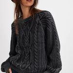 Free People NWT Frankie Black Cableknit Sweater Photo 2