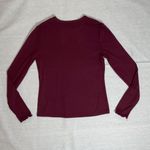 a.n.a  | Burgundy Lettuce Edge Long Sleeve Ribbed Top | Small Photo 1