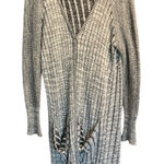 Free People Free People size XS long button down sweater cardigan in black, white and gray Photo 0