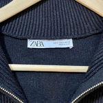 ZARA Oversized Soft Half-Zip Black Batwing Turtleneck Sweater Photo 3