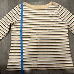 st. john's bay St. John’s Bay Neutral Color Striped 3/4 Length 100% Cotton Top Women’s Medium Photo 3