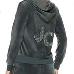 Juicy Couture Vintage Y2K Gray Rhinestone Full Zip Velour Hoodie Size XS Photo 0