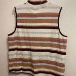 Cuddl Duds  Womens Fleece High Neck Vest L Large Stripes Striped Brown Cream Photo 4