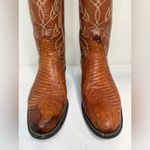 Tony Lama Vintage  Black Gold Label Lizard Vamp Cowgirl Floral Boots Size 6C RARE Photo 4