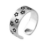 Boutique NEW Unisex 925‎ Sterling Star Adjustable Band Ring, Toe Ring, Pinky Ring Photo 3