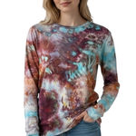 Time and Tru Plus Size 2X Top Handmade Tie Dye Long Sleeve Earthy Blue Boho 628 Photo 0