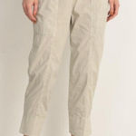 James Perse  Utility Pant Large Beige Cropped Drawstring Waist Casual Relaxed Fit Photo 0