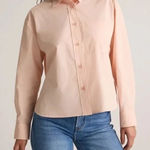 Quince  Organic Cotton Cropped Poplin Long Sleeve Shirt Ballet Slipper Pink M Photo 0