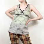 Vintage y2k Black & Silver Silk Surplice Tie Back Blouse Black Size M Photo 3