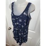 Gap  Navy White Tropical Scene Print Smocked Waist Romper Shorts Women's Medium Photo 3