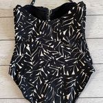 Nip Tuck Swim One Piece Swim Suit Metallic Textured Leaf Black and White US 12 Photo 3