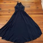Morilee Madeline Gardner Navy Blue Gown Womens 2 High Halter Chiffon A Photo 3