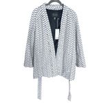 AYR  White Seagull Herringbone Pattern Belted Blazer Jacket Size L Photo 5