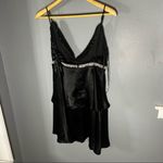 Lulus  black embellished sequin deep v layered satin dress Photo 8