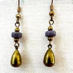 Artisan Brass & Lavender Glass Drop Earrings Photo 6