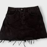 We The Free Black A-Line Distressed Denim Mini Skirt Photo 0