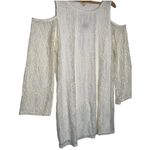 Ultra Flirt New Dress Womens 1X Lace Overlay Cold Shoulder Long Sleeve Ivory Photo 1