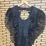 Mayvens Black Ruched Lace Sleeve‎ Dress Size 7 Photo 2