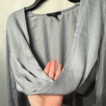 Forever 21  Blue/Silver Satin Wrap Crop Top Size Medium Photo 2