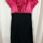 Speechless  Juniors Holiday Dress Hot Pink & Black V Front Satiny Type Sz 3 Photo 0